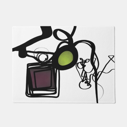 Philydionからの挨拶：抽象芸術白黒 ドアマット (正面)