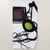 Philydionからの挨拶：抽象芸術白黒 ビーチタオル (正面)