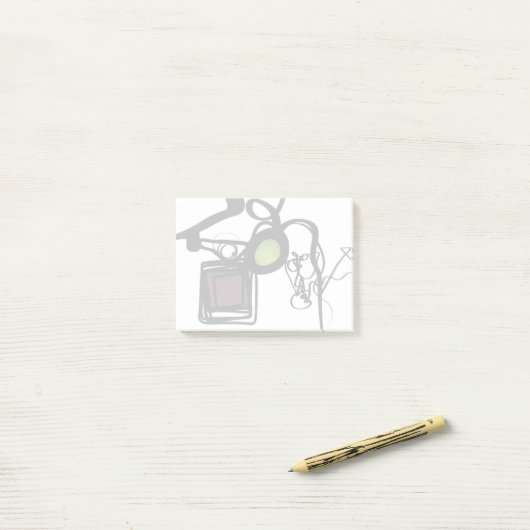 Philydionからの挨拶:抽象芸術白黒 ポストイット (デスク上)