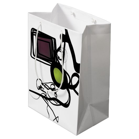 Philydionからの挨拶：抽象芸術白黒 ミディアムペーパーバッグ (裏面アングル)