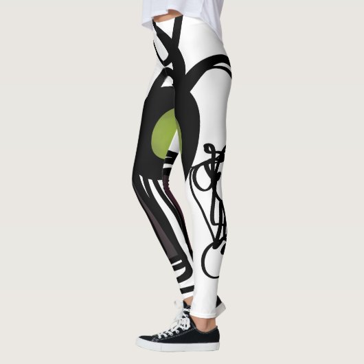 Philydionからの挨拶:抽象芸術白黒 レギンス (左)