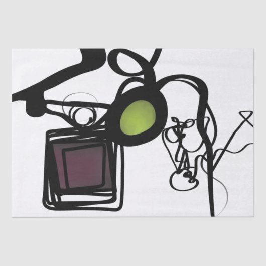 Philydionからの挨拶：抽象芸術白黒 薄葉紙 (正面)