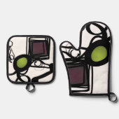 Philydionからの挨拶：抽象芸術白黒 鍋つかみ&鍋敷きセット (正面)