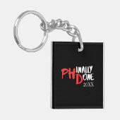 Phinally done – ブラックPHD卒業引用文デザイン キーホルダー (正面左)