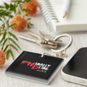 Phinally done – ブラックPHD卒業引用文デザイン キーホルダー (正面右)