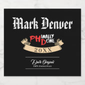 Phinally done – ブラックPHD卒業引用文デザイン ビールラベル (シングルラベル)