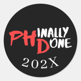 Phinally done – ブラックPHD卒業引用文デザイン ラウンドシール