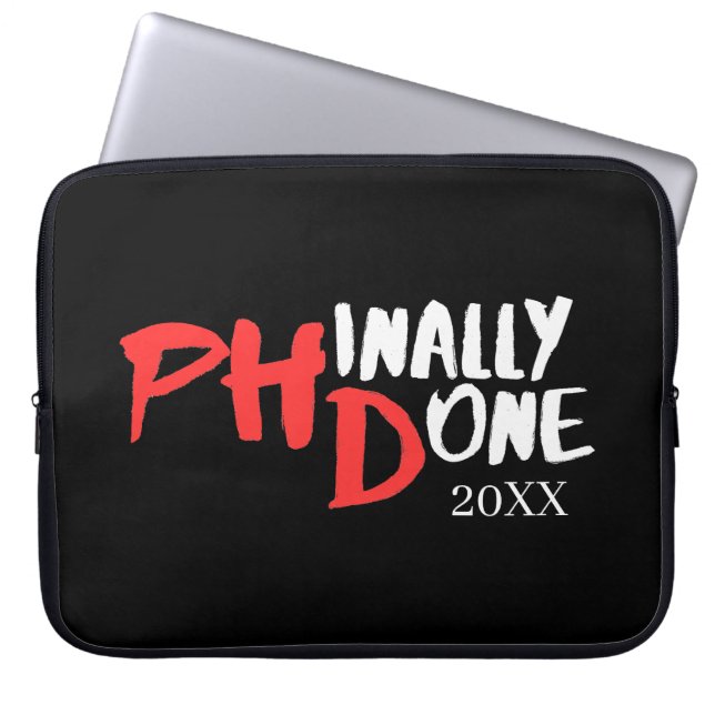 Phinally done – ブラックPHD卒業引用文デザイン ラップトップスリーブ (正面)