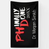 Phinally done – ブラックPHD卒業引用文デザイン 横断幕 (縦)