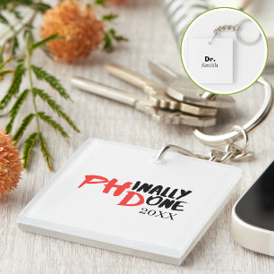 Phinally done Dr.Name PHD卒業おもしろいデザイン キーホルダー