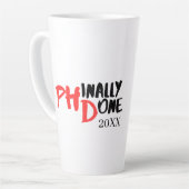 phinally done - PHDおもしろい卒業引用文デザイン カフェラテマグ (左アングル)