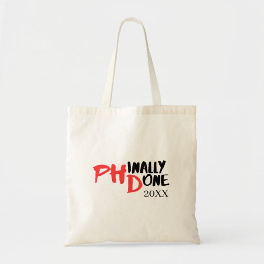 phinally done - PHDおもしろい卒業引用文デザイン トートバッグ (正面)