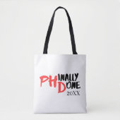 phinally done - PHDおもしろい卒業引用文デザイン トートバッグ (正面)