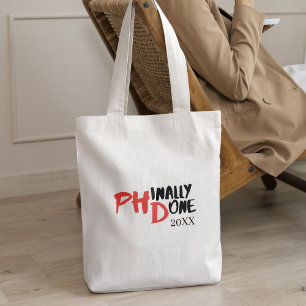 phinally done - PHDおもしろい卒業引用文デザイン トートバッグ