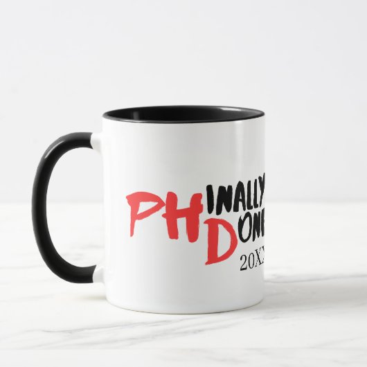 phinally done - PHDおもしろい卒業引用文デザイン マグカップ (左)