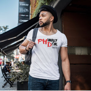 phinally done - PHDおもしろい卒業引用文デザイン Tシャツ