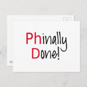 Phinally Done, PhD卒業生,卒業ギフト 案内ポストカード (正面/裏面)