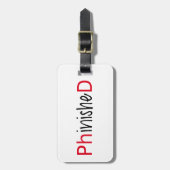 PhinishedのPhDのために文字デザインな単語の芸術は卒業します ラゲッジタグ (正面縦)