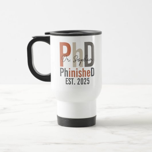 PhinisheD PhDパーソナライズされた卒業ギフト トラベルマグ (左)