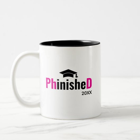 Phinished PhD Graduation Mug Custom Doctor Name  ツートーンマグカップ (左)