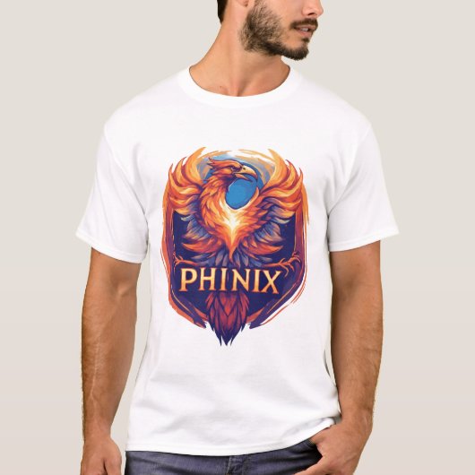 Phinix Phoenixエレガントロゴ – 再生と成長 Tシャツ (正面)