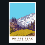 Phipps Peak Sierra Nevada California Vintage ポスター<br><div class="desc">Phipps Peak vector art design. Phipps Peak is a mountain in the Sierra Nevada to the west of Emerald Bay and Lake Tahoe.</div>