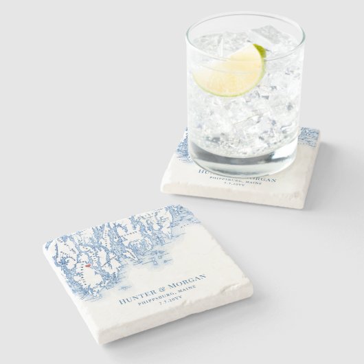 Phippsburgメイン州の目的地の結婚式のお願い ストーンコースター (横)