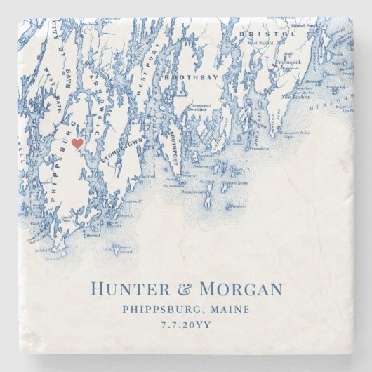 Phippsburgメイン州の目的地の結婚式のお願い ストーンコースター (正面)