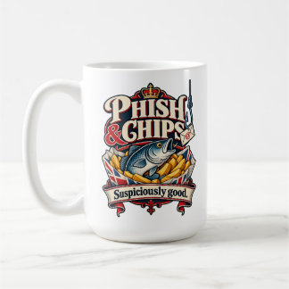 Phish & Chips – 怪しいほど美味しいサイバーセキュリティ コーヒーマグカップ