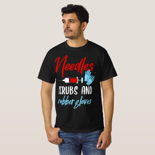 Phlebotomis Funny Needles Gloves Phlebotomy Gift  Tシャツ (正面フル)