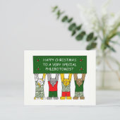 Phlebotomissハッピーなクリスマスの漫画の猫 シーズンポストカード (スタンド正面)