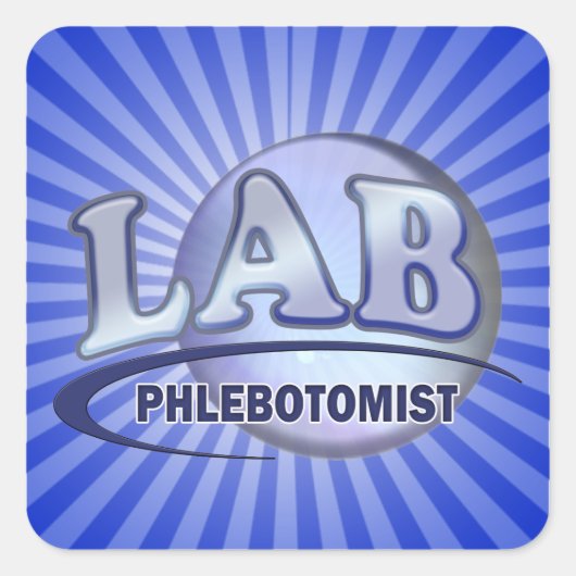 PHLEBOTOMISTおもしろいブルーロゴ スクエアシール (正面)