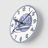 PHLEBOTOMISTおもしろいブルーロゴ ラウンド壁時計 (傾斜)