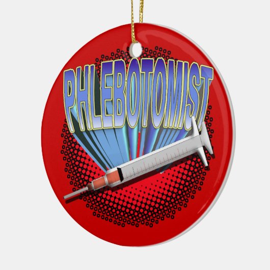 PHLEBOTOMISTのクリスマスのオーナメントのスポイトの血のスパッツ セラミックオーナメント (左)