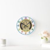 PHLEBOTOMISTの実験室のバッジのロゴ ラウンド壁時計 (ホーム)