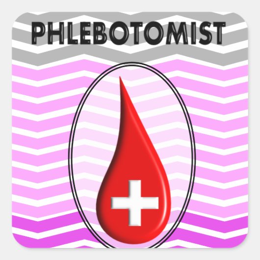 Phlebotomistピンクシェブロン血滴 スクエアシール (正面)