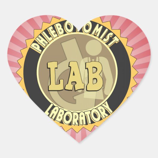 PHLEBOTOMISTラボラトリのバッジのロゴ ハートシール (正面)