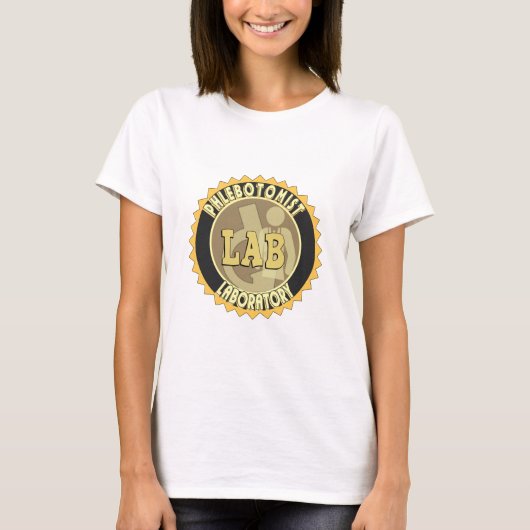 PHLEBOTOMISTラボラトリのバッジのロゴ Tシャツ (正面)