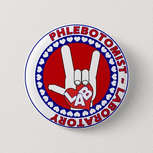 PHLEBOTOMIST愛ロゴLABAORTORY 缶バッジ (正面)