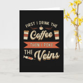 Phlebotomist最初に私はコーヒーのPhlebotomyを飲む カード (黄色い花)