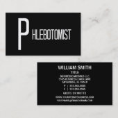 Phlebotomist白黒ビジネスカード 名刺 (正面/裏面)
