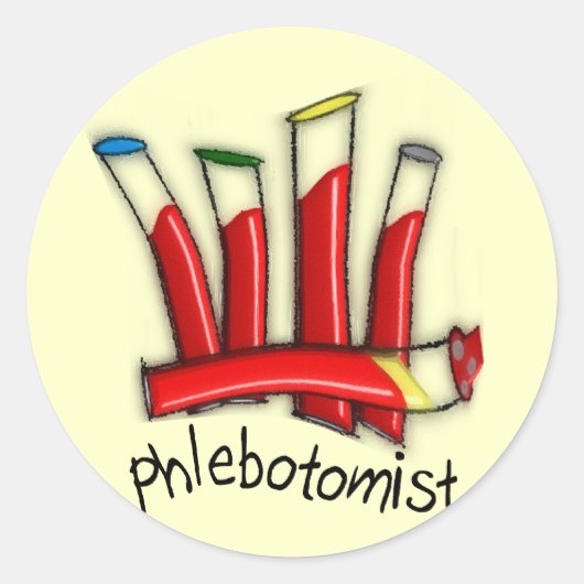 Phlebotomist血アート管デザインギフト ラウンドシール (正面)