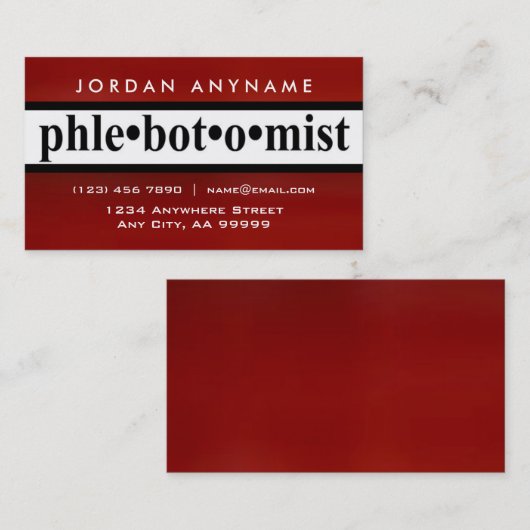 Phlebotomist赤ストライプ名刺 名刺 (正面/裏面)