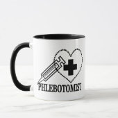 PHLEBOTOMIST -医学スポイトのハート マグカップ (左)