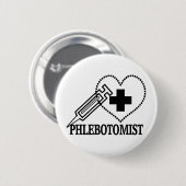 PHLEBOTOMIST -医学スポイトのハート 缶バッジ (正面&裏面)