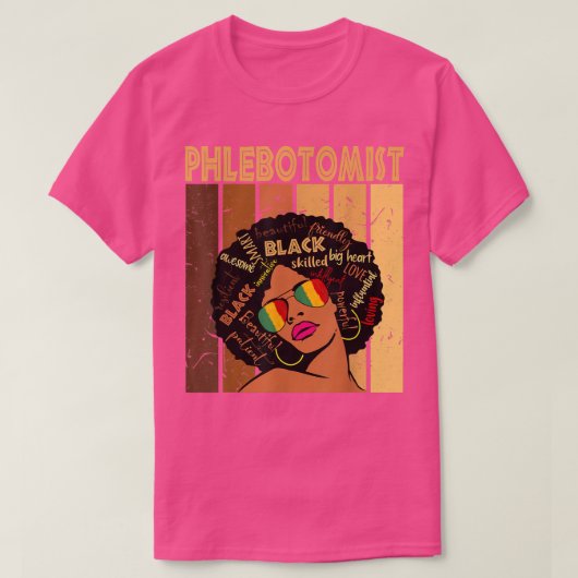 Phlebotomist Afro African American Women Black His Tシャツ (デザイン正面)