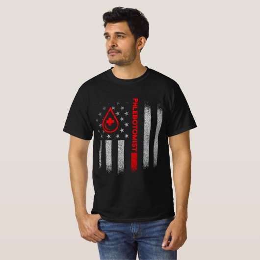 Phlebotomist American Flag Phlebotomy Technician B Tシャツ (正面フル)