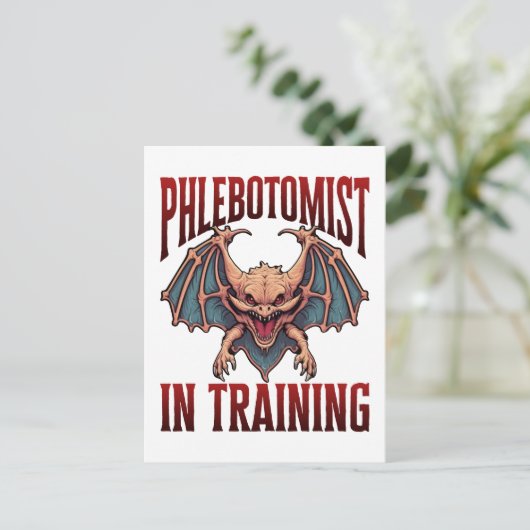 Phlebotomist in Training Funny Student Bat ポストカード (スタンド正面)