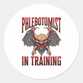 Phlebotomist in Training Funny Student Bat ラウンドシール (正面)