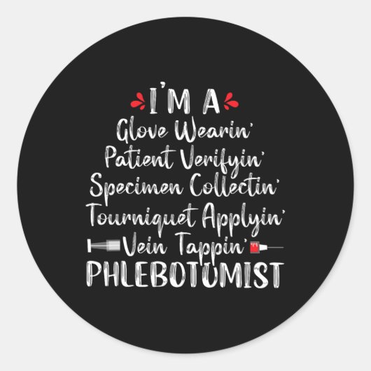 Phlebotomist Phlebotomy技術者のおもしろいナースCli ラウンドシール (正面)